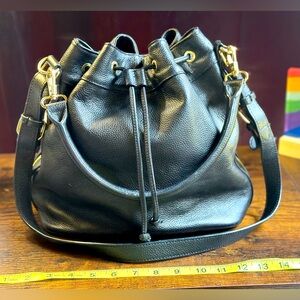 Ora Delphine Black Leather Bucket Bag